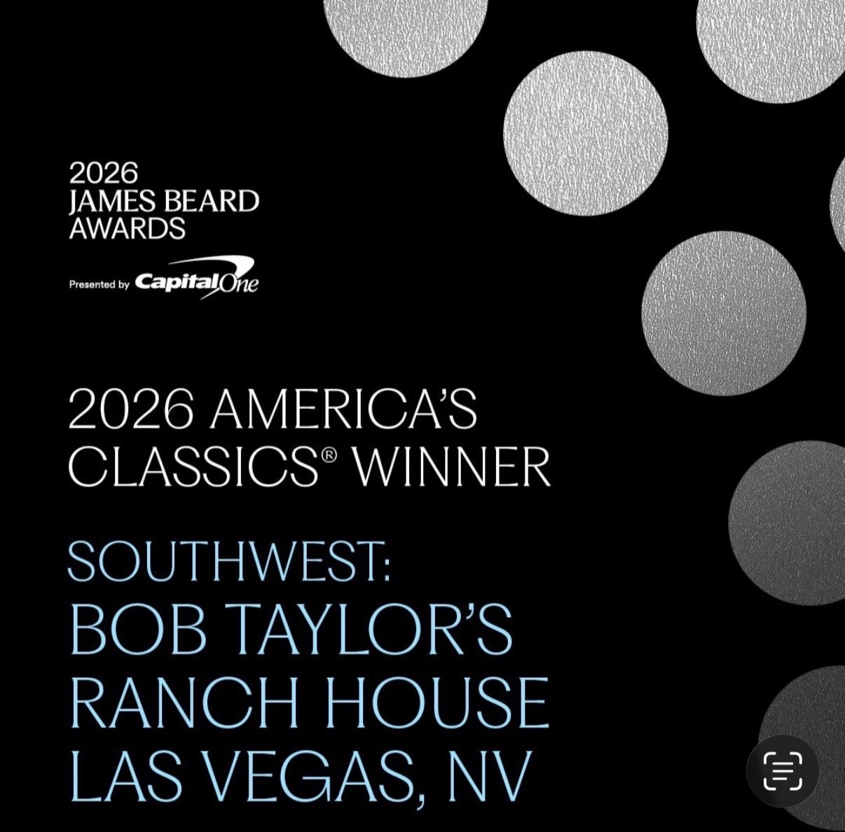 2026 James Beard Awards give to Bob Taylor's Original Ranch House in Las Vegas, NV